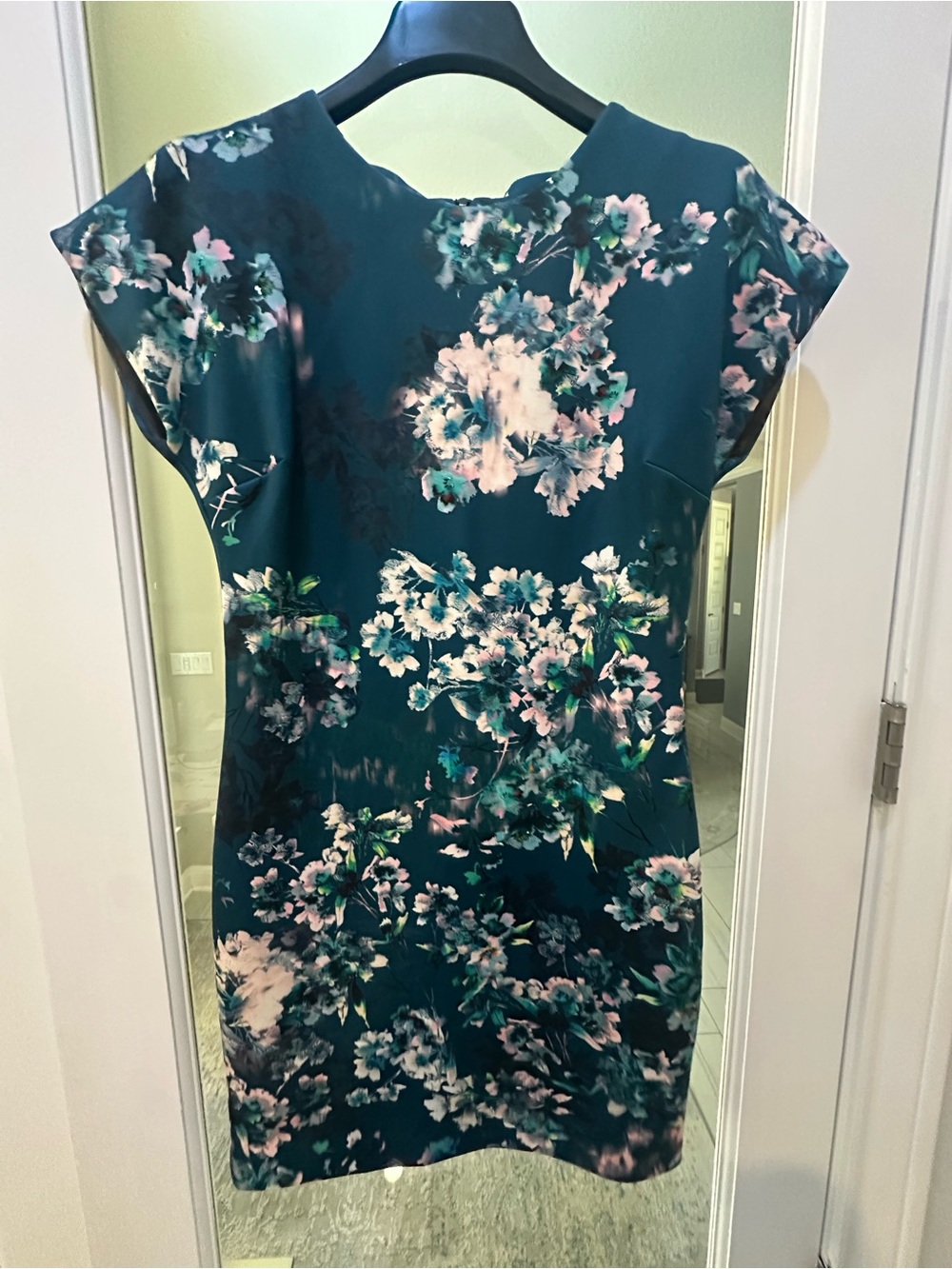 Vintage MNG Collection Floral Print Shift Dress Navy Pink Size XS